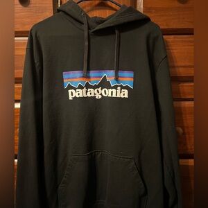 Patagonia Black Hoodie with Multicolor Logo